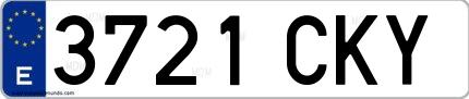 Ejemplo de matrícula española 3721 CKY