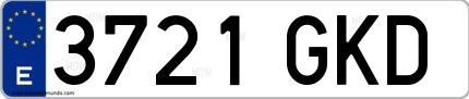 Ejemplo de matrícula española 3721 GKD