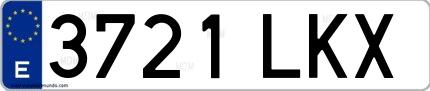 Ejemplo de matrícula española 3721 LKX