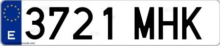 Ejemplo de matrícula española 3721 MHK