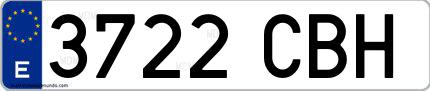 Ejemplo de matrícula española 3722 CBH