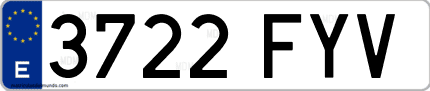 Ejemplo de matrícula de coche ordinaria 3722 FYV