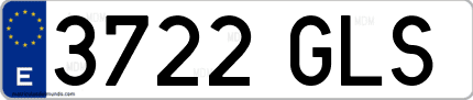 Ejemplo de matrícula de coche ordinaria 3722 GLS