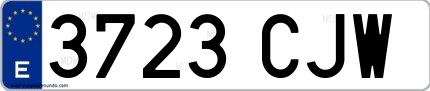 Ejemplo de matrícula española 3723 CJW