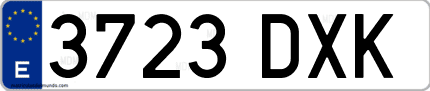 Ejemplo de matrícula de coche ordinaria 3723 DXK