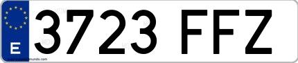 Ejemplo de matrícula española 3723 FFZ