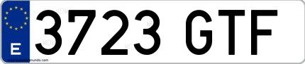 Ejemplo de matrícula española 3723 GTF
