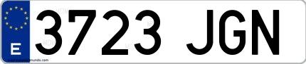 Ejemplo de matrícula española 3723 JGN