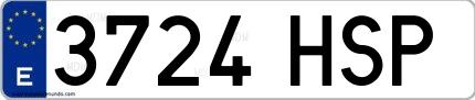 Ejemplo de matrícula española 3724 HSP