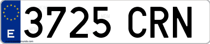 Ejemplo de matrícula de coche ordinaria 3725 CRN