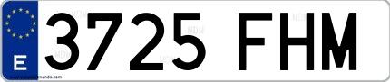 Ejemplo de matrícula española 3725 FHM