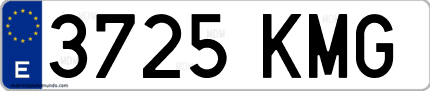 Ejemplo de matrícula de coche ordinaria 3725 KMG
