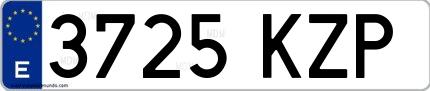 Ejemplo de matrícula española 3725 KZP