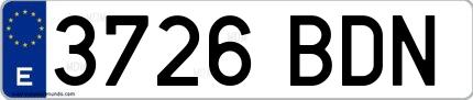 Ejemplo de matrícula española 3726 BDN