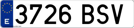 Ejemplo de matrícula española 3726 BSV