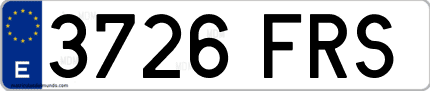 Ejemplo de matrícula de coche ordinaria 3726 FRS