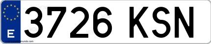 Ejemplo de matrícula española 3726 KSN