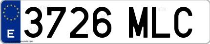 Ejemplo de matrícula española 3726 MLC