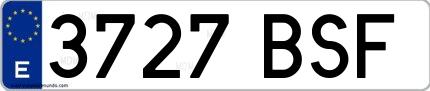 Ejemplo de matrícula española 3727 BSF