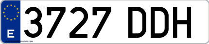 Ejemplo de matrícula de coche ordinaria 3727 DDH