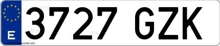 Ejemplo de matrícula española 3727 GZK