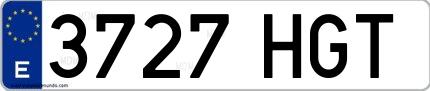Ejemplo de matrícula española 3727 HGT
