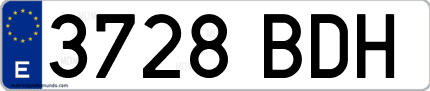 Ejemplo de matrícula de coche ordinaria 3728 BDH