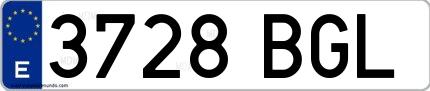Ejemplo de matrícula española 3728 BGL
