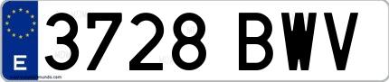 Ejemplo de matrícula española 3728 BWV