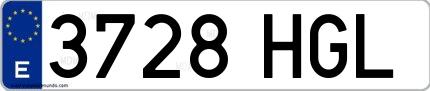 Ejemplo de matrícula española 3728 HGL