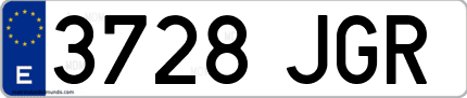 Ejemplo de matrícula de coche ordinaria 3728 JGR