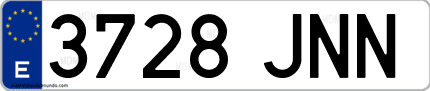 Ejemplo de matrícula de coche ordinaria 3728 JNN