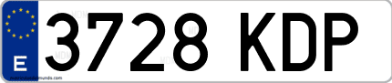 Ejemplo de matrícula de coche ordinaria 3728 KDP