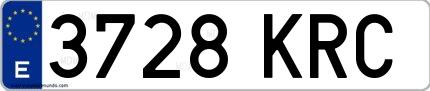 Ejemplo de matrícula española 3728 KRC