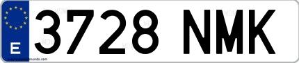 Ejemplo de matrícula española 3728 NMK