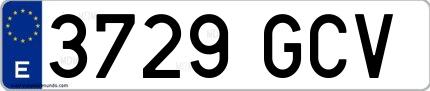 Ejemplo de matrícula española 3729 GCV
