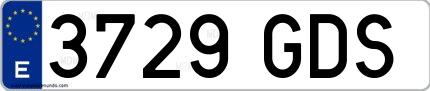 Ejemplo de matrícula española 3729 GDS