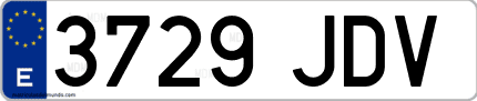 Ejemplo de matrícula de coche ordinaria 3729 JDV