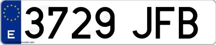 Ejemplo de matrícula española 3729 JFB