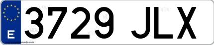 Ejemplo de matrícula española 3729 JLX