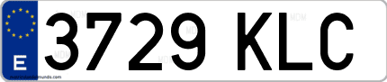 Ejemplo de matrícula de coche ordinaria 3729 KLC