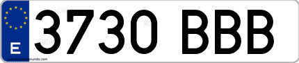 Ejemplo de matrícula de coche ordinaria 3730 BBB