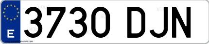 Ejemplo de matrícula española 3730 DJN