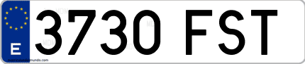 Ejemplo de matrícula de coche ordinaria 3730 FST