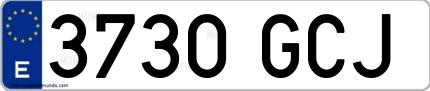Ejemplo de matrícula española 3730 GCJ