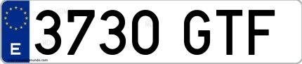 Ejemplo de matrícula española 3730 GTF
