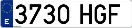 Ejemplo de matrícula española 3730 HGF