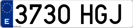 Ejemplo de matrícula de coche ordinaria 3730 HGJ