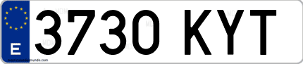 Ejemplo de matrícula de coche ordinaria 3730 KYT
