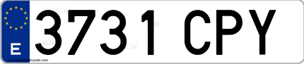 Ejemplo de matrícula de coche ordinaria 3731 CPY